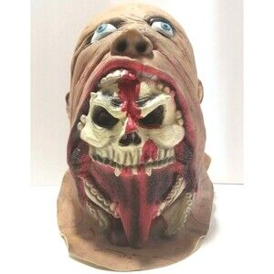 Vintage Halloween Latex Rubber Full Face Coming Off Vampire Skull Replica Mask